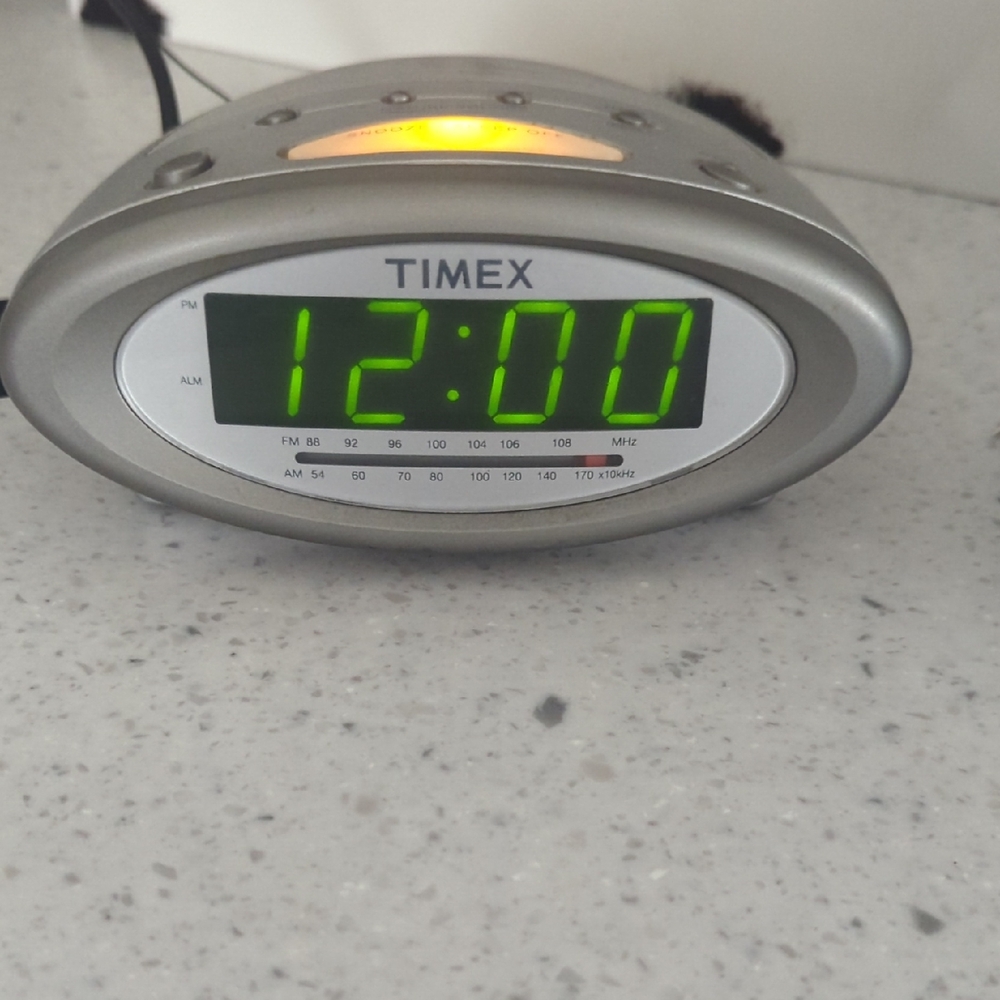 Timex Silver Clock with Green LED Display